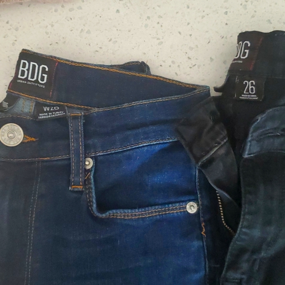 2 pairs of BDG twig Jeans. One is high rise.